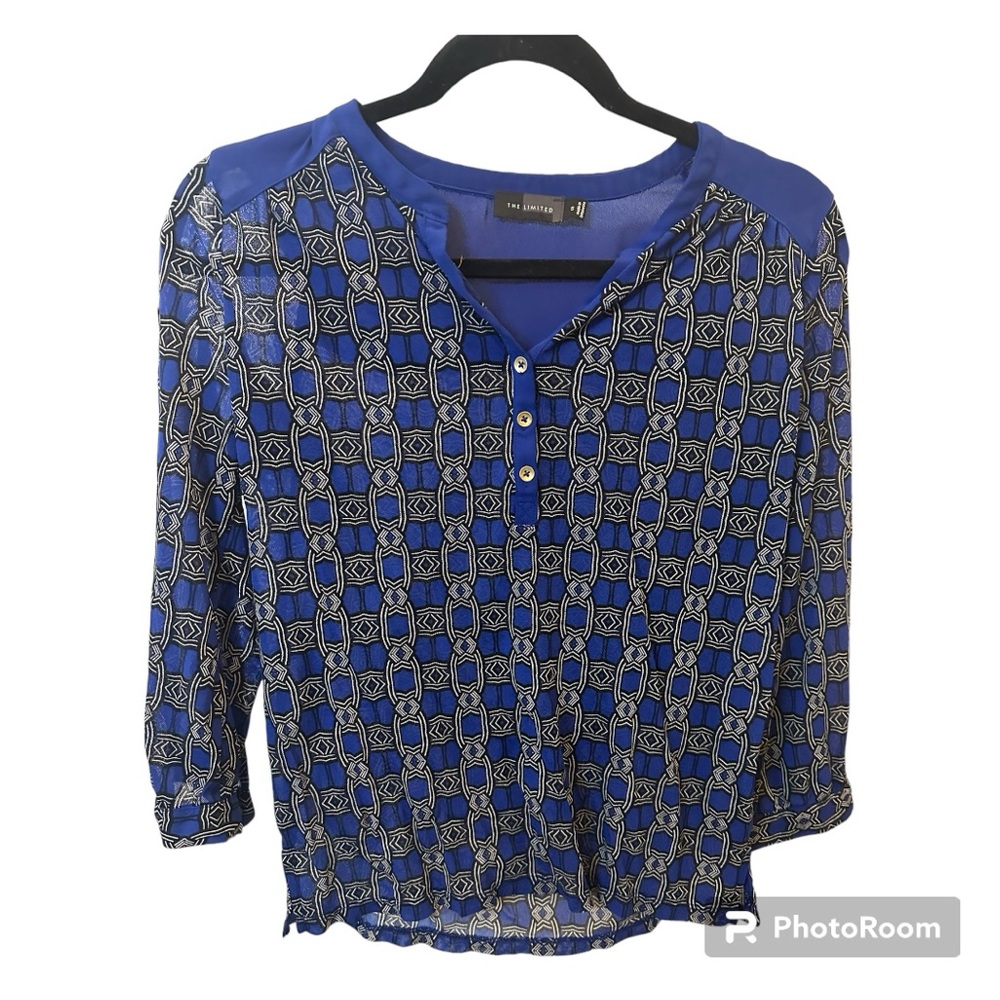 The Limited Blue and Black Blouse
